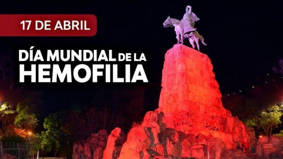 Iluminan de rojo el monumento a Güemes por el Día Mundial de la Hemofilia