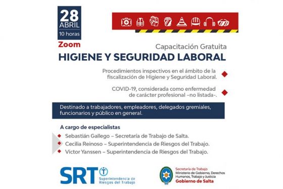 Se dictará una capacitación gratuita sobre Salud, Higiene y Seguridad Laboral