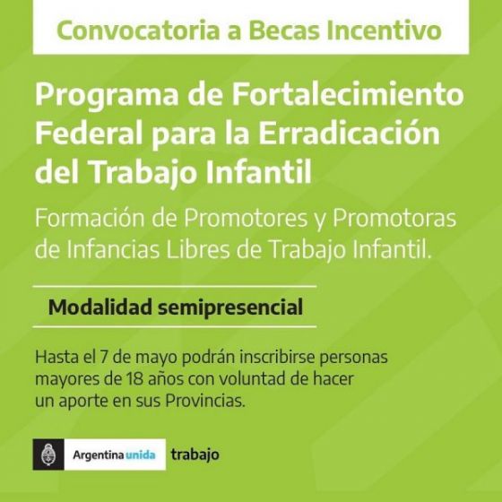 Becas para capacitarse en Infancias Libres de Trabajo Infantil