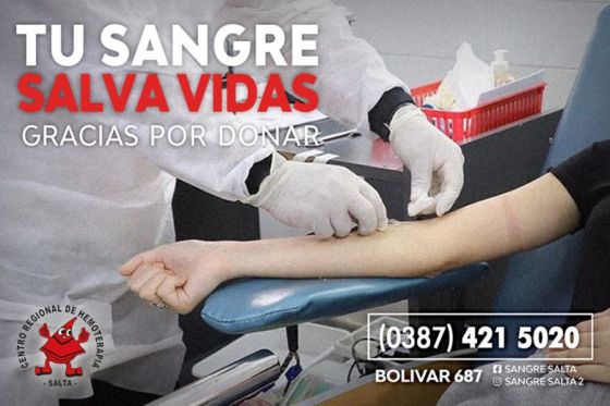 Mañana habrá colecta de sangre en plaza Belgrano