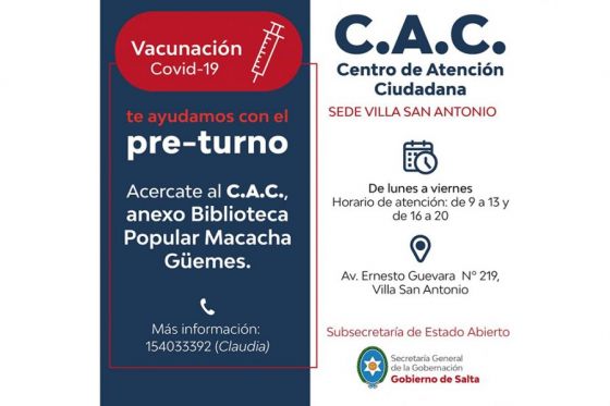 Los centros de Atención Ciudadana también brindan preturnos para vacunación COVID-19