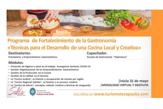 El lunes 31 de mayo inicia el Programa de Fortalecimiento de la Gastronomía