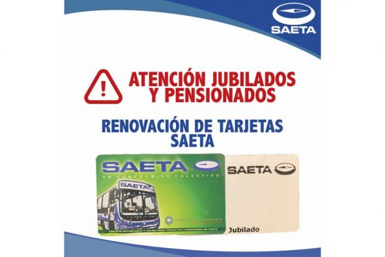 Atención jubilados y pensionados: Renovación de tarjetas SAETA