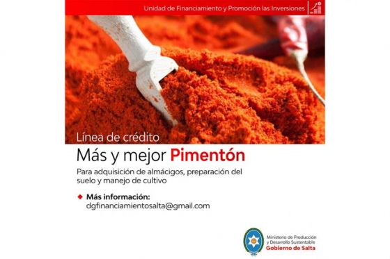 Financiamiento para  inversiones destinadas al cultivo de pimiento para pimentón