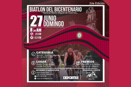 Este domingo se correrá la segunda edición del Biatlón del Bicentenario