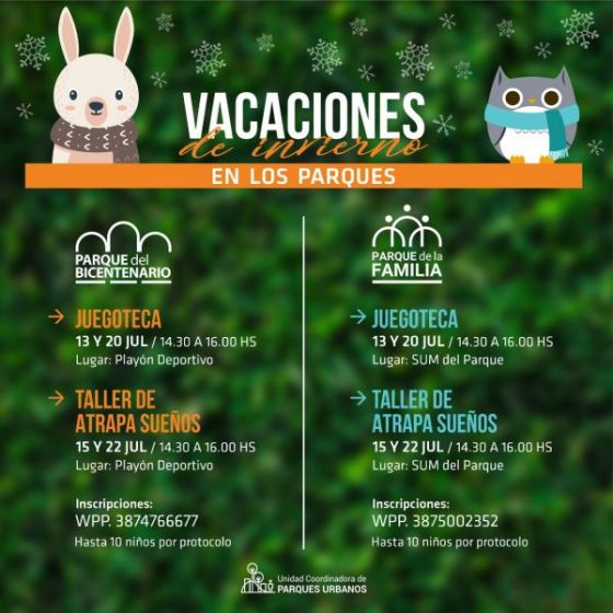 Vacaciones de invierno en los Parques Urbanos