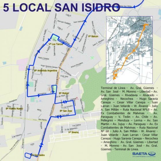 Desde el 2 de agosto nuevamente entrará en funcionamiento el servicio de colectivos Local 5 Cerrillos-San Isidro