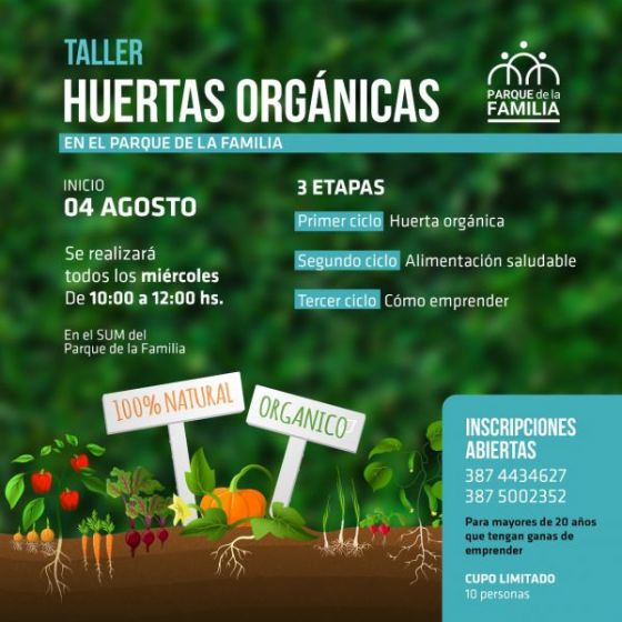 Comienza hoy el taller de huertas orgánicas y emprendedurismo en el Parque de la Familia