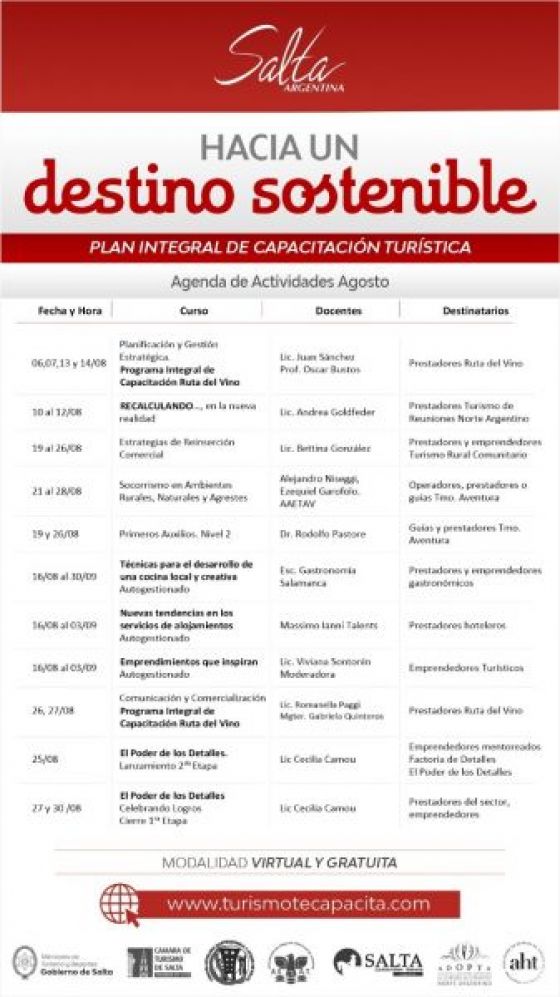 Continúan las capacitaciones gratuitas destinadas al sector turístico