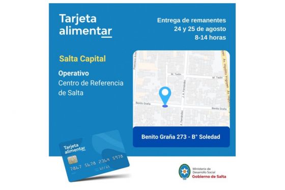 Tarjetas Alimentar: entregan en Salta capital las que no fueron retiradas el día asignado