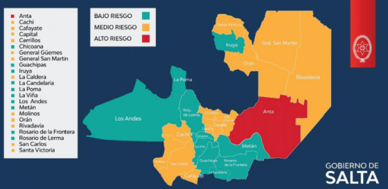 En la provincia hay un solo departamento de alto riesgo para COVID-19