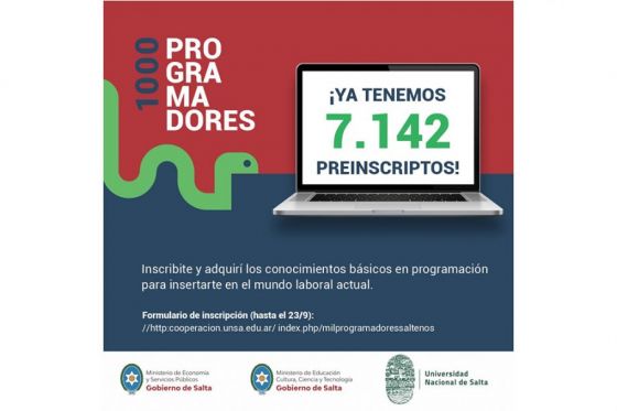 Más de 7.000 preinscriptos para los cursos de programación del Gobierno y la UNSa