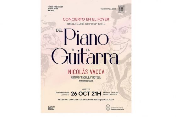 Nuevo concierto en el Foyer con la presentación del disco de Nicolás Vaca