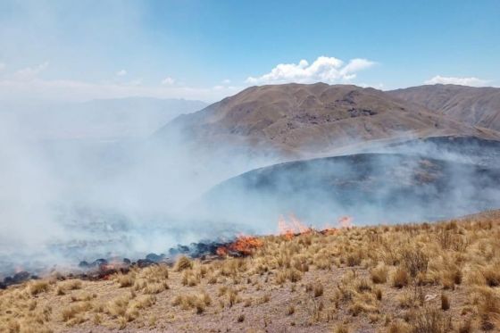 Intenso trabajo para contener un incendio en altura en Amblayo