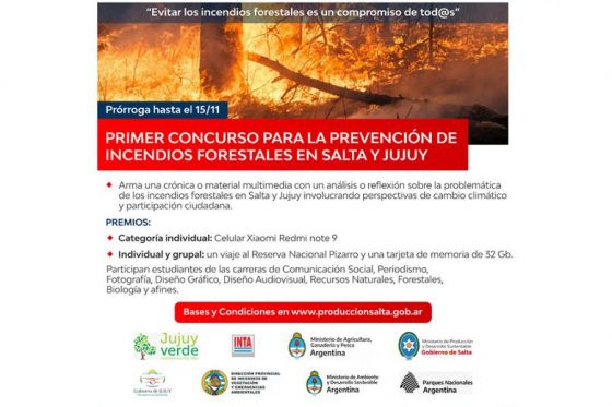 Prorrogan el plazo del concurso para la prevención de incendios forestales en Salta y Jujuy