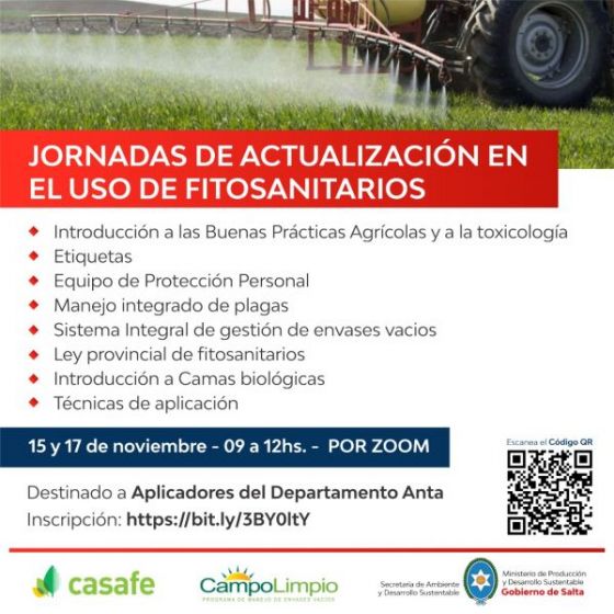 Se realizará la Jornada de Actualización en el Uso de Fitosanitarios