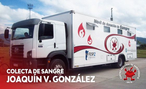 Colectarán sangre  en Joaquín V González