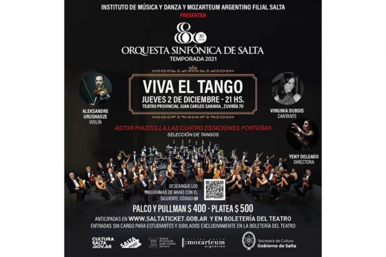 Tango en el próximo concierto de la Sinfónica