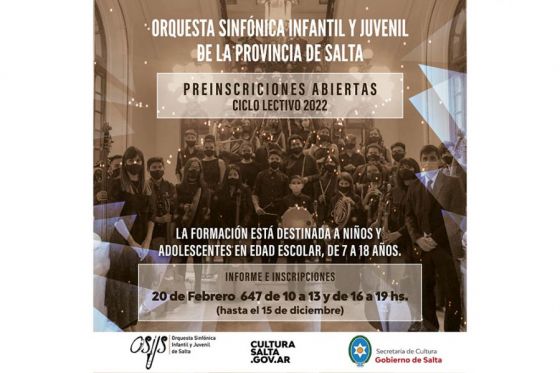 Continúan las pre inscripciones para formar parte de la Orquesta Sinfónica Infantil y Juvenil de la Provincia