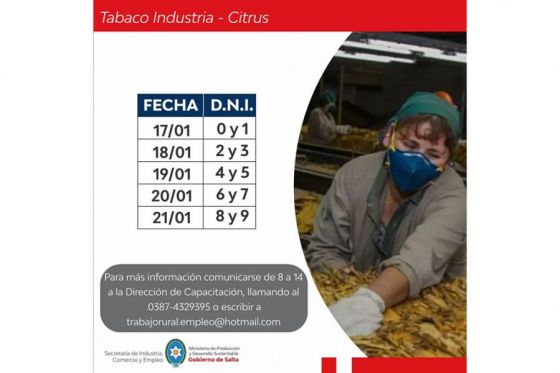 Comenzó el pago del programa intercosecha para los sectores del Tabaco Industria y Citrus