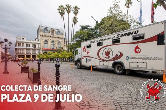 El Centro Regional de Hemoterapia colectará sangre hoy en la plaza 9 de Julio