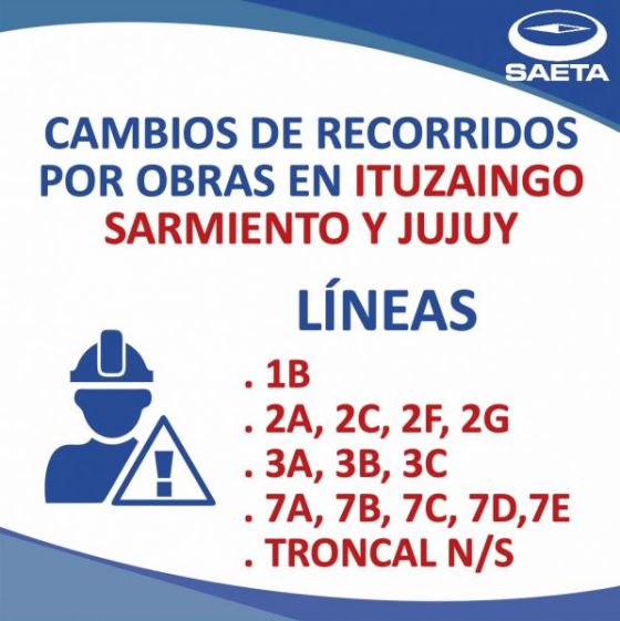 Cambios de recorridos de Líneas por Obras de reparación de calzada