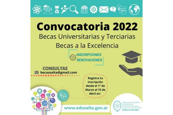 El 1 de marzo comienzan las inscripciones para las Becas Provinciales