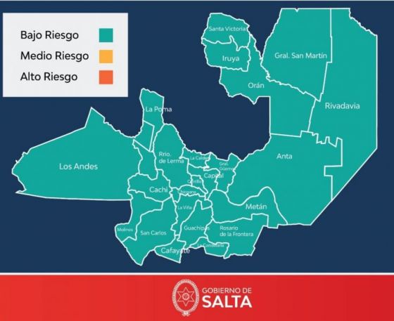 Todos los departamentos de Salta  tienen bajo riesgo de transmisión COVID-19