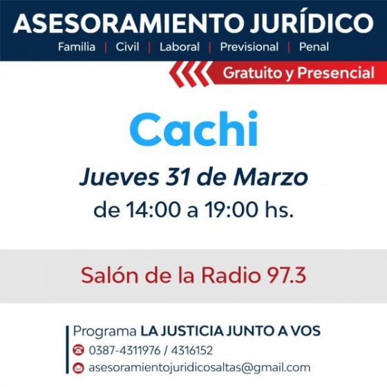 Vecinos de Cachi y Payogasta recibirán asesoramiento jurídico gratuito