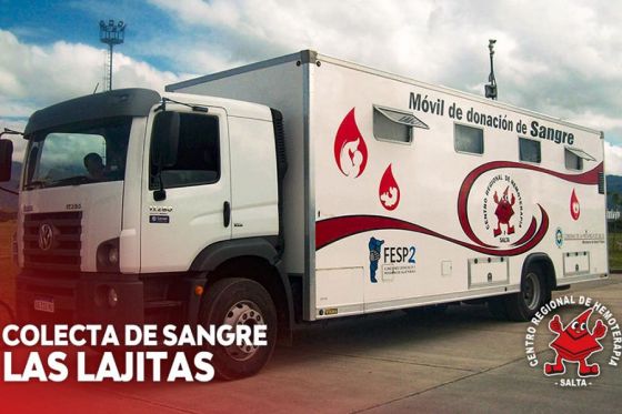 Hoy se colectará sangre de todo grupo y factor en Las Lajitas