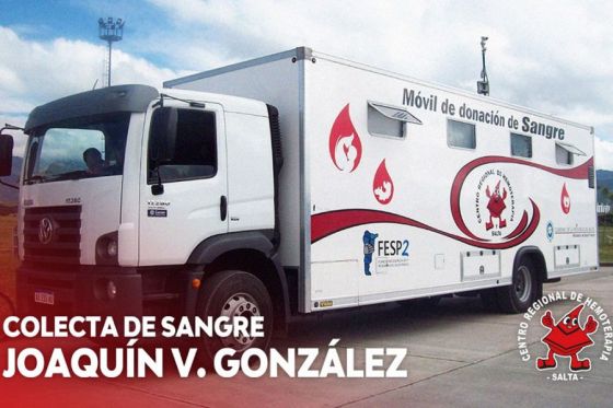 Continuará hoy la colecta de sangre en Joaquín V González