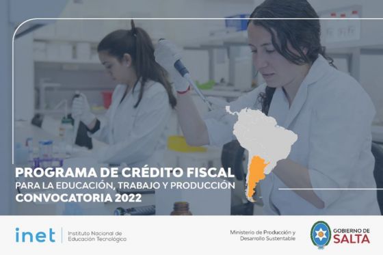 Continúa abierta la convocatoria para acceder al Crédito Fiscal para la Educación, Trabajo y Producción