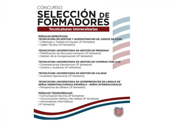 Convocatoria para selección de formadores de Tecnicaturas Universitarias de la UPATeCo