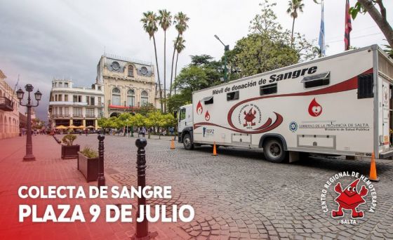 Hoy se colectará sangre de cualquier grupo y factor en la plaza 9 de Julio