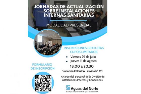 Aguas del Norte inscribe para el curso de formación en Instalaciones Internas Sanitarias