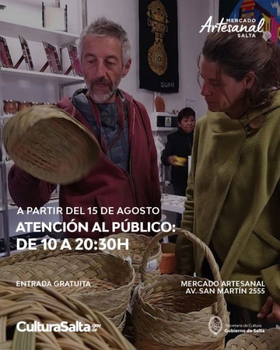 Nuevo horario de atención al público en el Mercado Artesanal de Salta