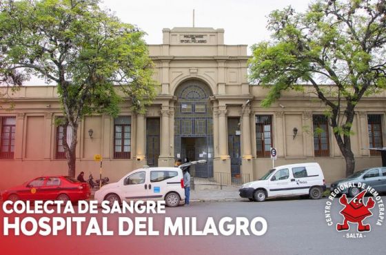 Hoy se colectará sangre de todo grupo y factor frente al hospital Señor del Milagro