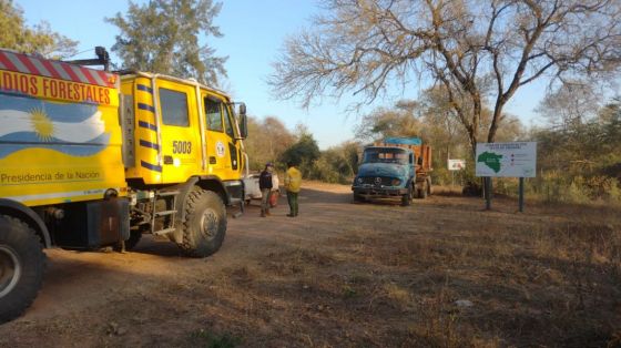 Intenso trabajo para sofocar el incendio forestal en Colonia Santa Rosa