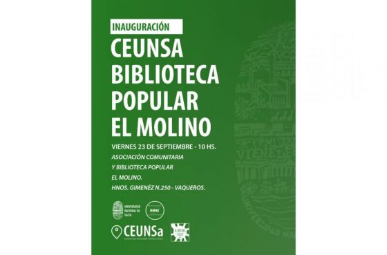 Se inaugurará el Centro de Extensión Universitaria Biblioteca Popular El Molino