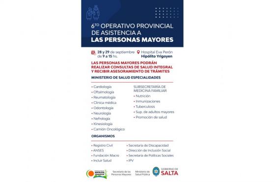 Sexto operativo provincial de asistencia a las personas mayores en Yrigoyen