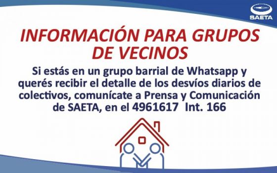 A través de WhatsApp SAETA llega con información a vecinos