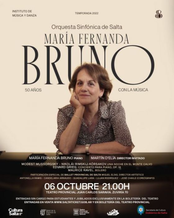 Concierto de la Sinfónica con la pianista María Fernanda Bruno