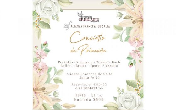 Alianza Francesa de Salta y Fundación Musicarte presentan Concierto de Primavera