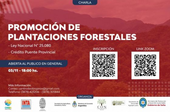 Se dictará una charla para la promoción de las plantaciones forestales