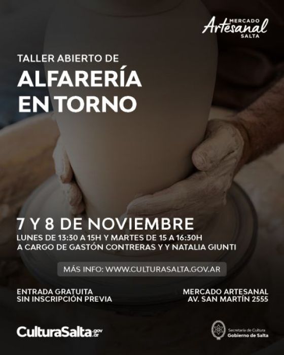 El Mercado Artesanal ofrecerá un taller gratuito de Alfarería en Torno