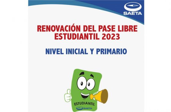 Con niveles inicial y primario inicia hoy la renovación del Pase Libre Estudiantil 2023