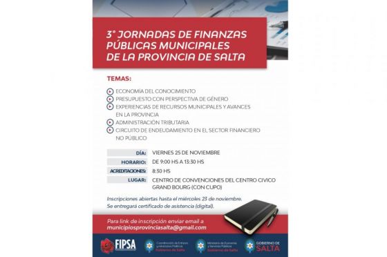 Hoy se realizarán las 3° Jornadas de Finanzas Públicas Municipales