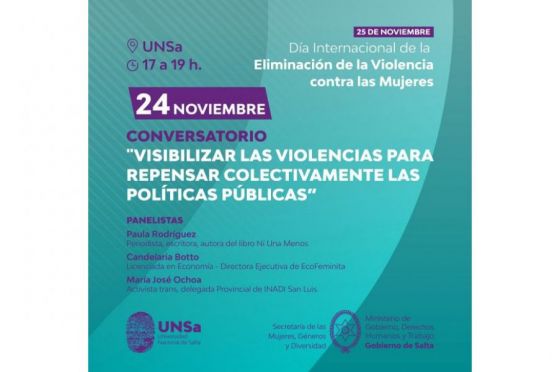 La Secretaría de las Mujeres y la UNSa realizarán un conversatorio sobre violencias de género y políticas públicas