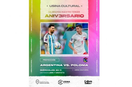 El partido Argentina – Polonia se transmitirá en la pantalla gigante de la Usina Cultural