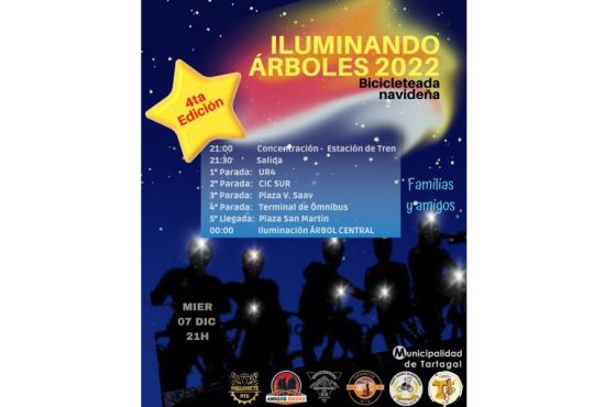 “Iluminando Árboles”: comienza una nueva edición de la bicicleteada nocturna tartagalense